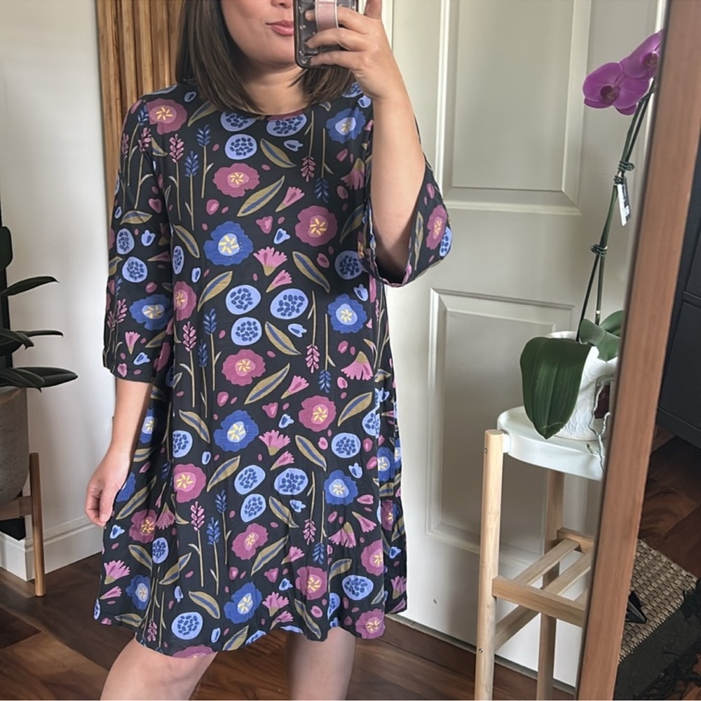 GUDRUN SJODEN Multicolor Floral Print Lyocell
Summer A-Line Dress Size M - Picture 11 of 11